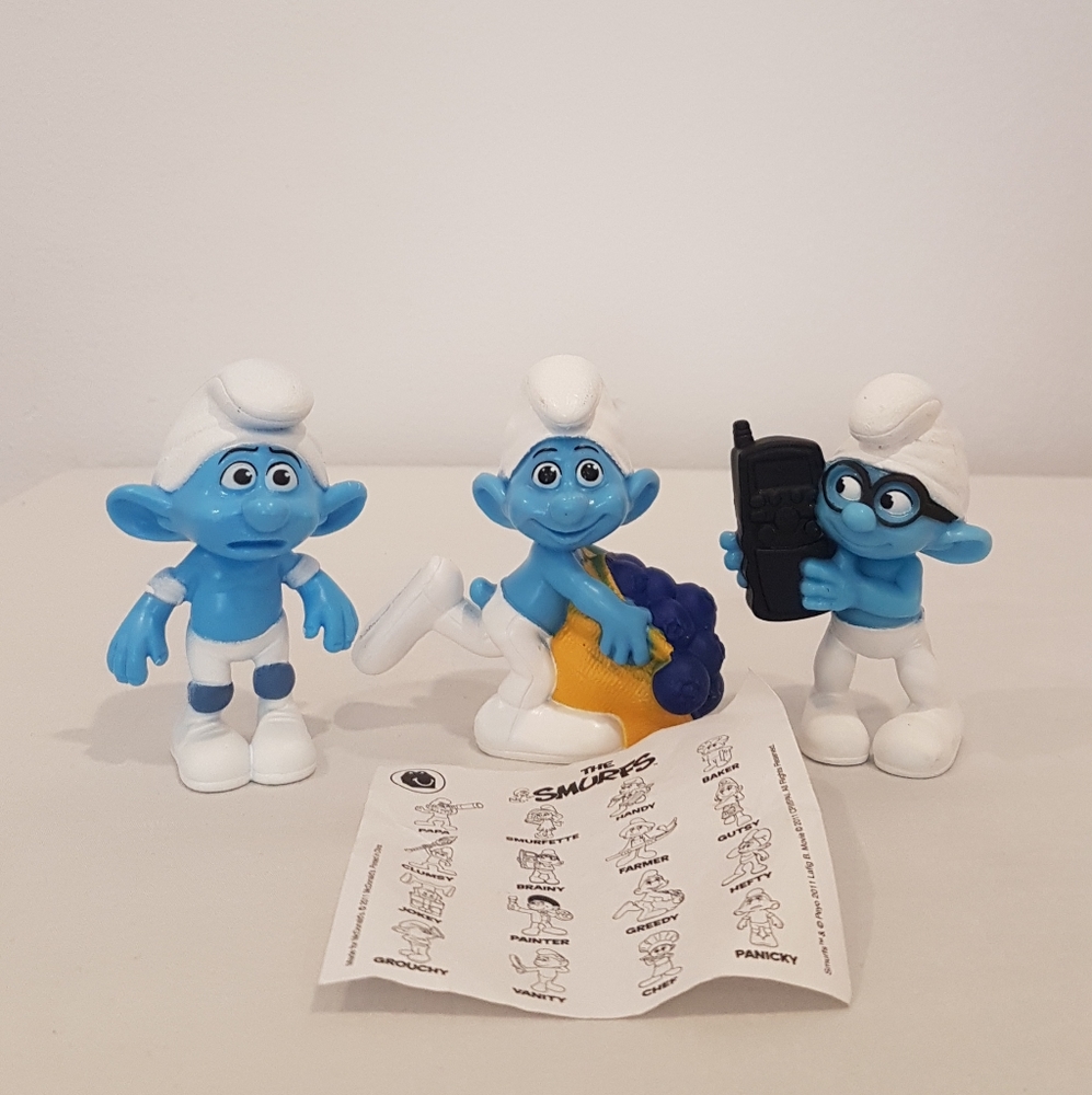 The Smurfs Panicky Greedy & Brainy McDonald's Figures